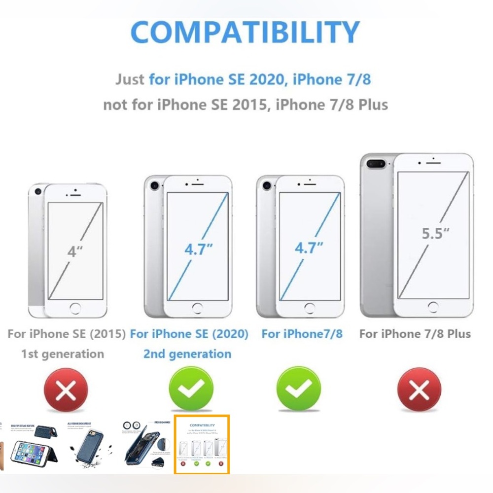 🆕 Blue PU Leather iPhone Wallet Case - Picture 9 of 9